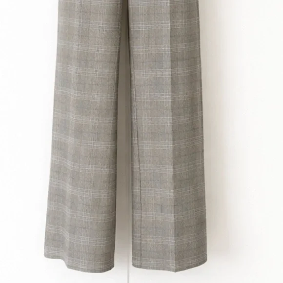 89th & Madison Womens Plaid Wide Leg Pants Size Medium High Rise Sailor Button - Picture 4 of 10